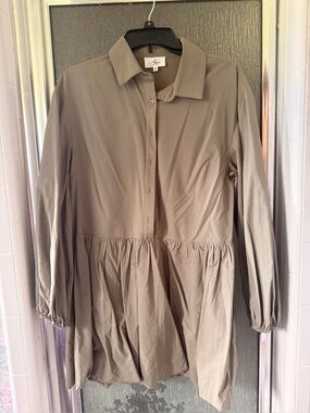 Able Taupe Peplum Trench Coat